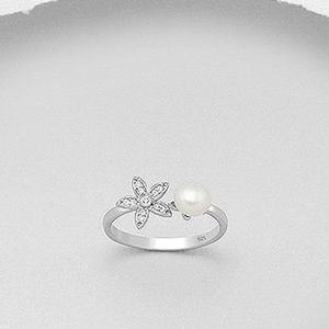 041 🆕 925 Silver Flower Freshwater Pearl Ring